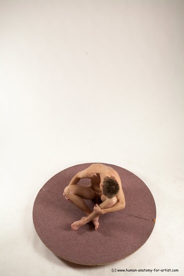 Nude Man White Sitting poses - simple Slim Short Brown Sitting poses - ALL Multi angles poses Realistic