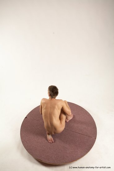 Nude Man White Kneeling poses - ALL Slim Short Brown Kneeling poses - on one knee Multi angles poses Realistic