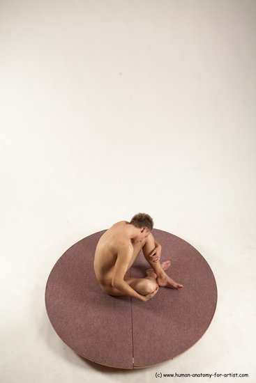 Nude Man White Sitting poses - simple Slim Short Brown Sitting poses - ALL Multi angles poses Realistic