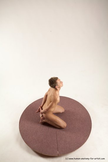 Nude Man White Slim Short Brown Sitting poses - ALL Sitting poses - on knees Multi angles poses Realistic