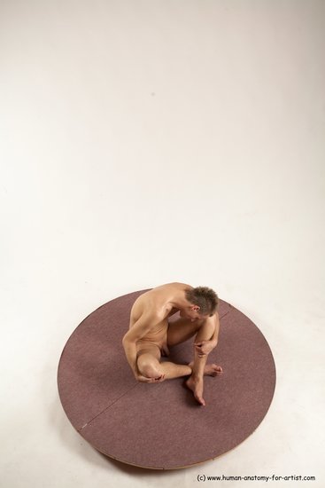 Nude Man White Sitting poses - simple Slim Short Brown Sitting poses - ALL Multi angles poses Realistic