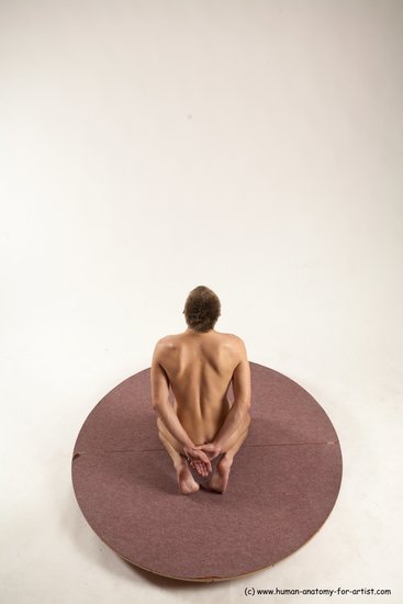 Nude Man White Slim Short Brown Sitting poses - ALL Sitting poses - on knees Multi angles poses Realistic