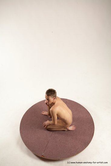 Nude Man White Kneeling poses - ALL Slim Short Brown Kneeling poses - on one knee Multi angles poses Realistic