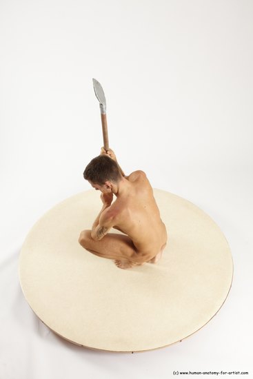 Nude Man White Kneeling poses - ALL Athletic Short Brown Kneeling poses - on both knees Multi angles poses Realistic