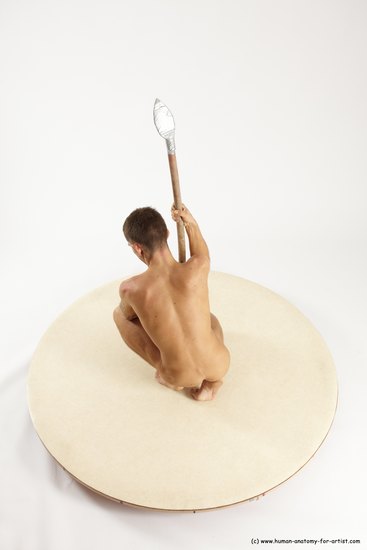 Nude Man White Kneeling poses - ALL Athletic Short Brown Kneeling poses - on both knees Multi angles poses Realistic