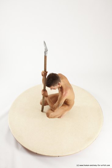 Nude Man White Kneeling poses - ALL Athletic Short Brown Kneeling poses - on both knees Multi angles poses Realistic