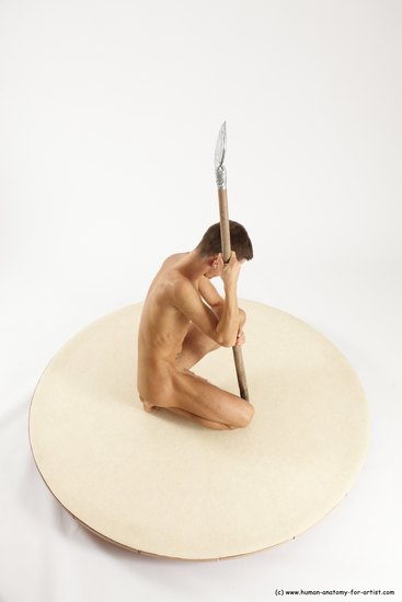 Nude Man White Kneeling poses - ALL Athletic Short Brown Kneeling poses - on both knees Multi angles poses Realistic