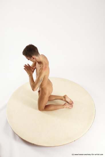 Nude Man White Kneeling poses - ALL Athletic Short Brown Kneeling poses - on both knees Multi angles poses Realistic