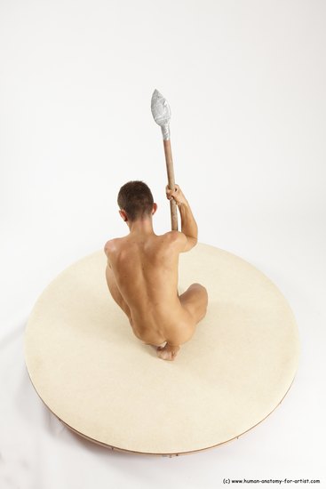 Nude Man White Kneeling poses - ALL Athletic Short Brown Kneeling poses - on both knees Multi angles poses Realistic