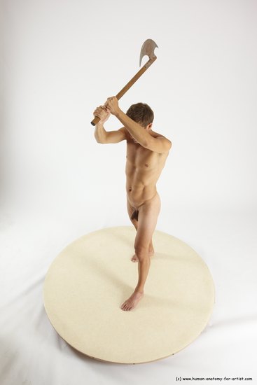 Nude Fighting with axe Man White Standing poses - ALL Athletic Short Brown Standing poses - simple Multi angles poses Realistic