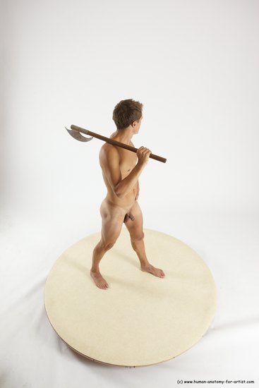 Nude Fighting with axe Man White Standing poses - ALL Athletic Short Brown Standing poses - simple Multi angles poses Realistic