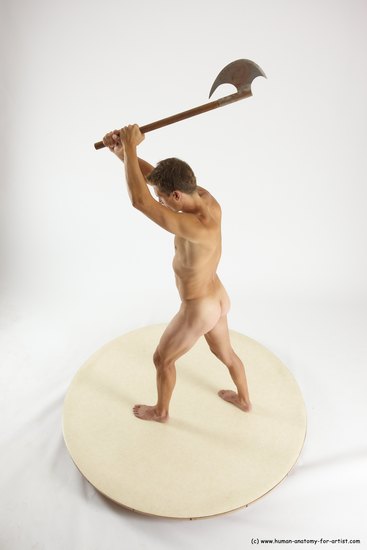 Nude Fighting with axe Man White Standing poses - ALL Athletic Short Brown Standing poses - simple Multi angles poses Realistic