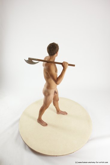 Nude Fighting with axe Man White Standing poses - ALL Athletic Short Brown Standing poses - simple Multi angles poses Realistic