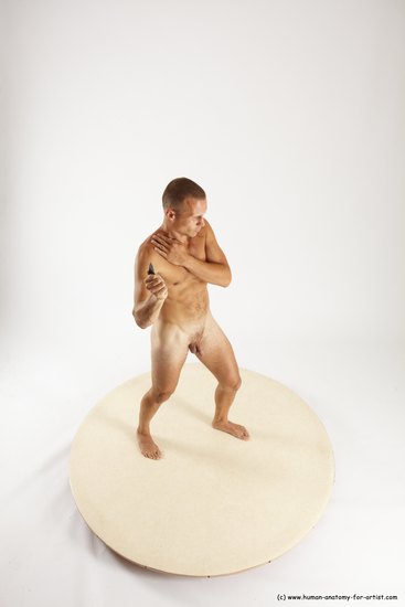 Nude Fighting with knife Man White Standing poses - ALL Slim Short Brown Standing poses - simple Multi angles poses Realistic