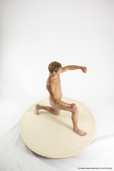 Nude Man White Kneeling poses - ALL Athletic Short Brown Kneeling poses - on one knee Multi angles poses Realistic