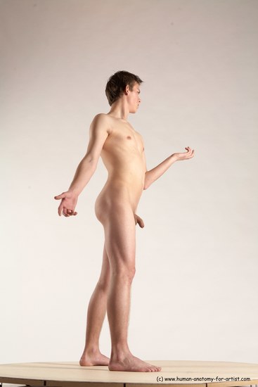 Nude Man White Standing poses - ALL Slim Short Brown Standing poses - simple Multi angles poses Realistic