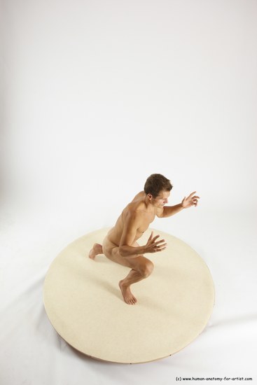 Nude Man White Kneeling poses - ALL Athletic Short Brown Kneeling poses - on one knee Multi angles poses Realistic