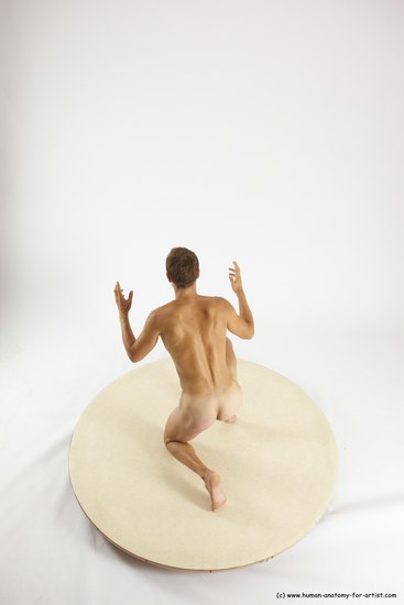 Nude Man White Kneeling poses - ALL Athletic Short Brown Kneeling poses - on one knee Multi angles poses Realistic