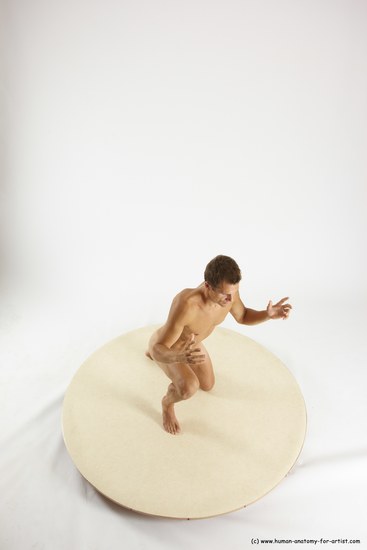 Nude Man White Kneeling poses - ALL Athletic Short Brown Kneeling poses - on one knee Multi angles poses Realistic