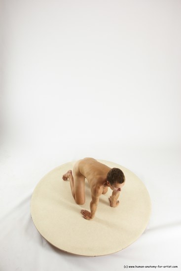 Nude Man White Kneeling poses - ALL Athletic Short Brown Kneeling poses - on both knees Multi angles poses Realistic