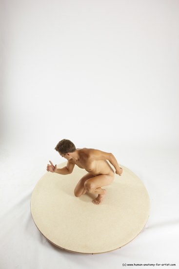 Nude Man White Kneeling poses - ALL Athletic Short Brown Kneeling poses - on one knee Multi angles poses Realistic