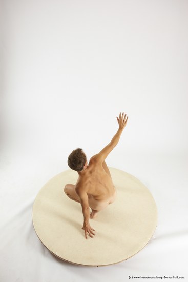 Nude Man White Kneeling poses - ALL Athletic Short Brown Kneeling poses - on one knee Multi angles poses Realistic