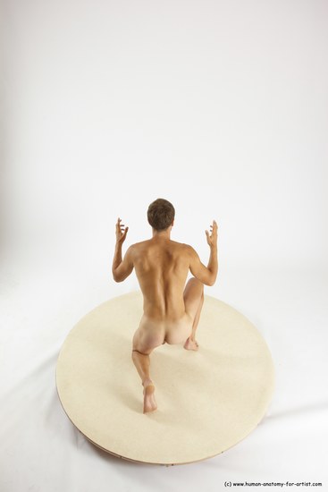 Nude Man White Kneeling poses - ALL Athletic Short Brown Kneeling poses - on one knee Multi angles poses Realistic