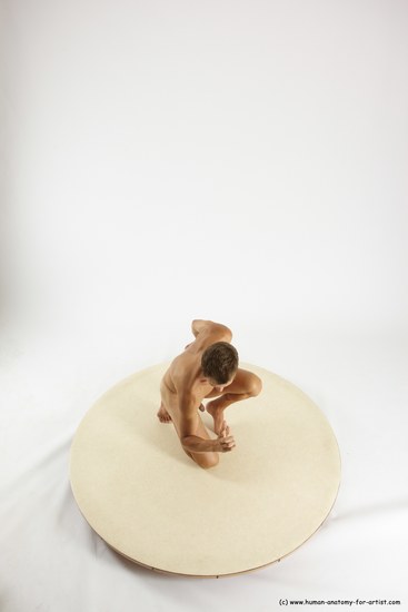 Nude Man White Kneeling poses - ALL Athletic Short Brown Kneeling poses - on one knee Multi angles poses Realistic