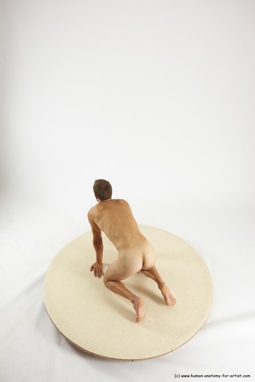 Nude Man White Kneeling poses - ALL Athletic Short Brown Kneeling poses - on both knees Multi angles poses Realistic