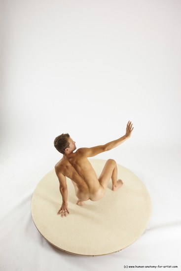 Nude Man White Kneeling poses - ALL Athletic Short Brown Kneeling poses - on one knee Multi angles poses Realistic