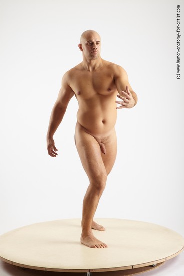 Nude Man White Standing poses - ALL Muscular Bald Standing poses - simple Realistic