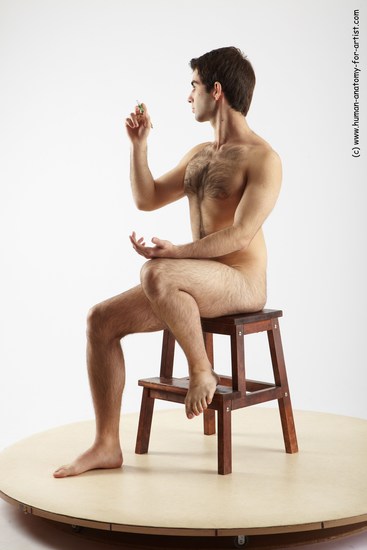 Nude Man White Kneeling poses - ALL Slim Short Brown Kneeling poses - on both knees Realistic