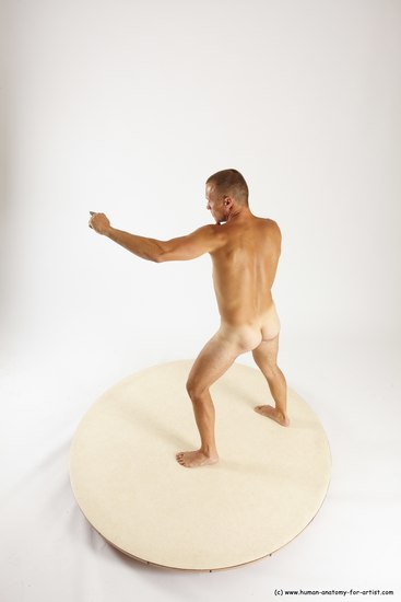 Nude Fighting with knife Man White Standing poses - ALL Slim Short Brown Standing poses - simple Multi angles poses Realistic