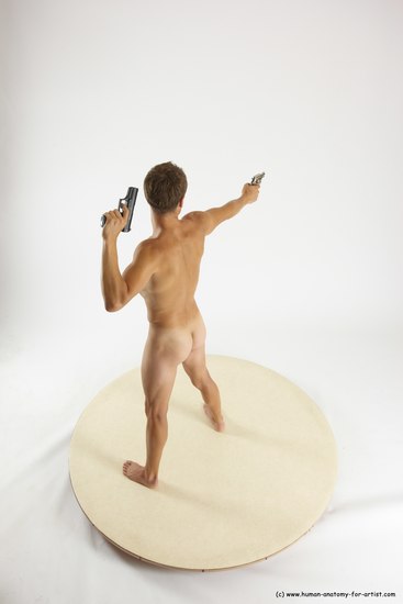 Nude Fighting with gun Man White Standing poses - ALL Athletic Short Brown Standing poses - simple Multi angles poses Realistic