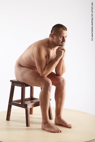 Nude Man White Sitting poses - simple Chubby Short Grey Sitting poses - ALL Realistic