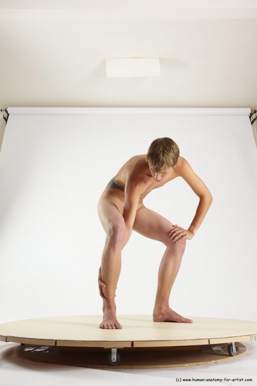 Nude Man White Standing poses - ALL Slim Short Brown Standing poses - bend over Multi angles poses Realistic