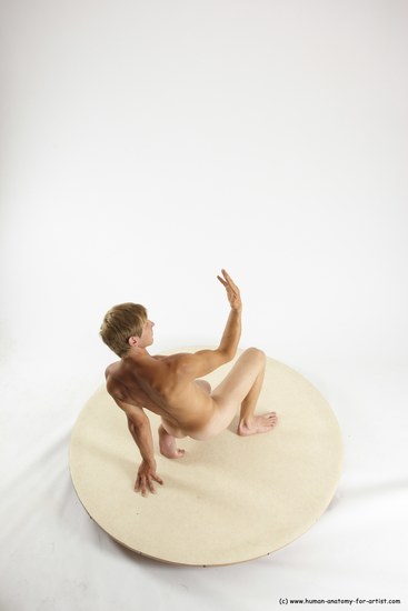 Nude Man White Kneeling poses - ALL Athletic Short Brown Kneeling poses - on one knee Multi angles poses Realistic