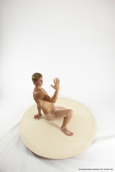 Nude Man White Kneeling poses - ALL Athletic Short Brown Kneeling poses - on one knee Multi angles poses Realistic