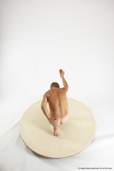 Nude Man White Kneeling poses - ALL Athletic Short Brown Kneeling poses - on one knee Multi angles poses Realistic