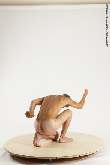 Nude Man White Kneeling poses - ALL Athletic Short Brown Kneeling poses - on one knee Multi angles poses Realistic