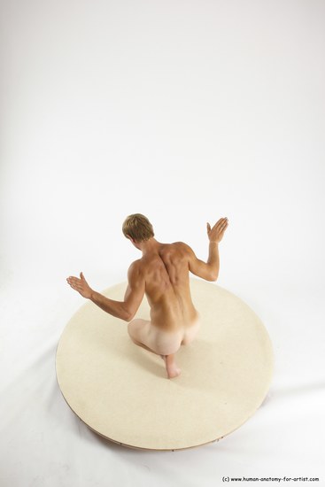 Nude Man White Kneeling poses - ALL Athletic Short Brown Kneeling poses - on one knee Multi angles poses Realistic