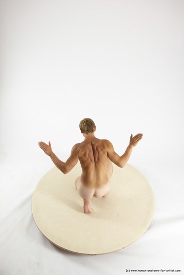 Nude Man White Kneeling poses - ALL Athletic Short Brown Kneeling poses - on one knee Multi angles poses Realistic