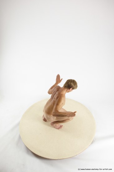 Nude Man White Kneeling poses - ALL Athletic Short Brown Kneeling poses - on one knee Multi angles poses Realistic