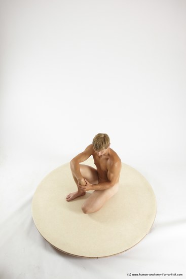 Nude Man White Kneeling poses - ALL Athletic Short Brown Kneeling poses - on one knee Multi angles poses Realistic