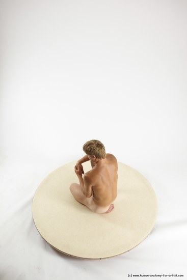 Nude Man White Kneeling poses - ALL Athletic Short Brown Kneeling poses - on one knee Multi angles poses Realistic