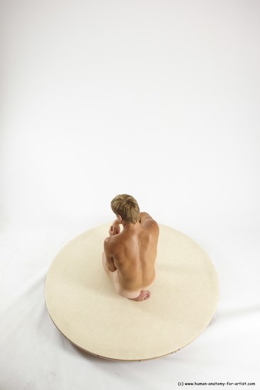 Nude Man White Kneeling poses - ALL Athletic Short Brown Kneeling poses - on one knee Multi angles poses Realistic