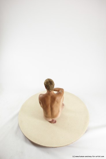 Nude Man White Kneeling poses - ALL Athletic Short Brown Kneeling poses - on one knee Multi angles poses Realistic