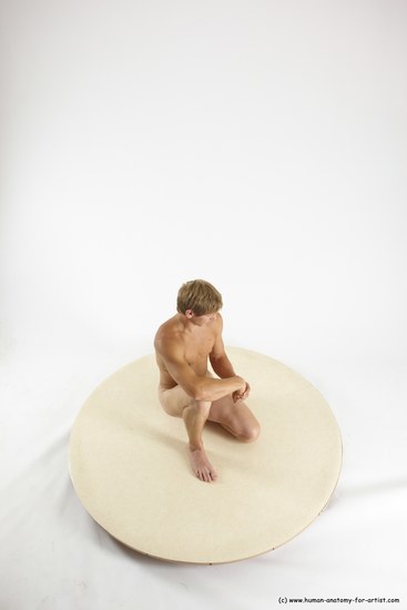 Nude Man White Kneeling poses - ALL Athletic Short Brown Kneeling poses - on one knee Multi angles poses Realistic