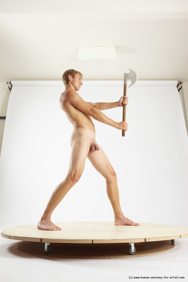 Nude Fighting with axe Man White Standing poses - ALL Athletic Short Brown Standing poses - simple Multi angles poses Realistic