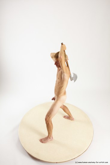 Nude Fighting with axe Man White Standing poses - ALL Athletic Short Brown Standing poses - simple Multi angles poses Realistic